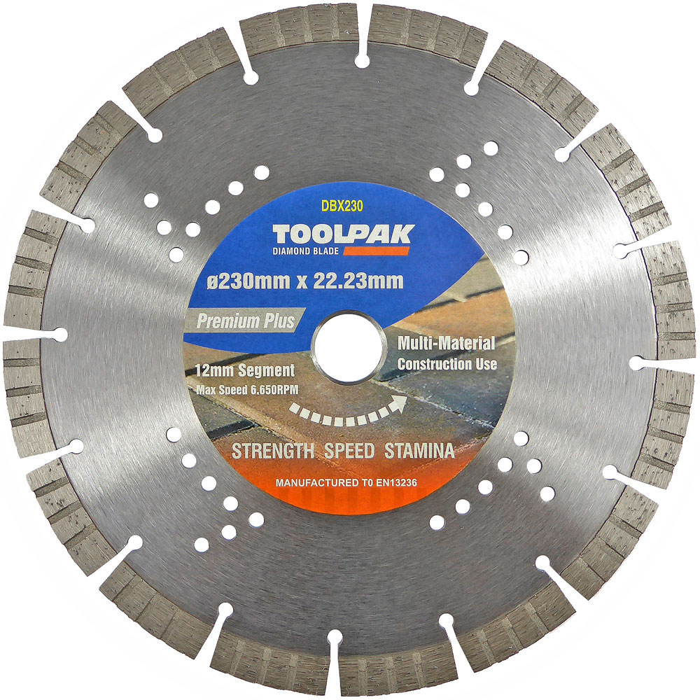 230mm x 22.23mm Multi-Material Diamond Blade 12mm Turbo Segment